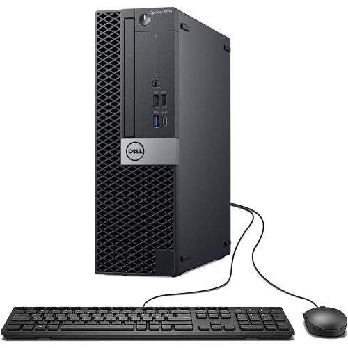 (Refurbished Excellent) Dell OptiPlex 5070 SFF Desktop Bundle | Intel Core i5, 16GB RAM, 512GB SSD, Windows 11 Pro + Dual HP 23” Monitors, Keyboard,