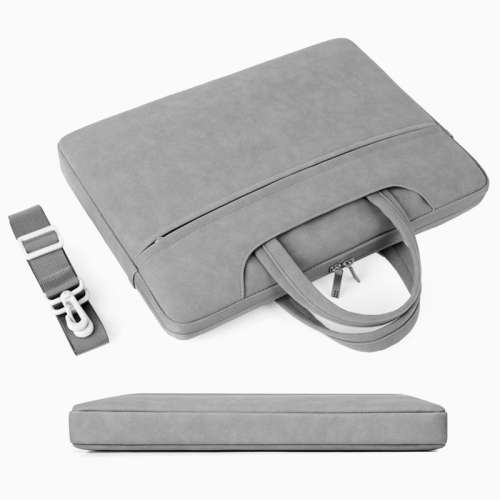 PANDACO Grey Suede Messenger Bag