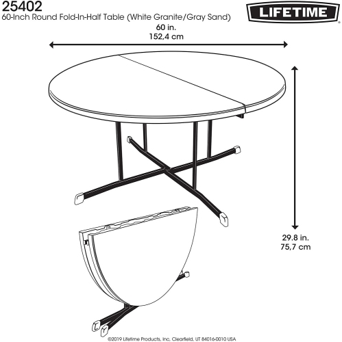 LIFETIME 60-Inch Round Fold-In-Half Table