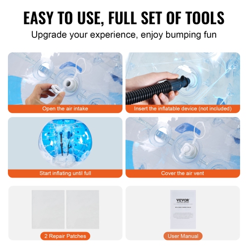 VEVOR 5FT/1.5M Inflatable Bumper Balls 2-Pack, Body Sumo Zorb Balls for Teen & Adult, 0.8mm Thick PVC Human Hamster Bubble Balls for Outdoor Team