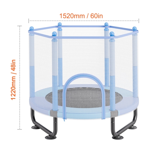 VEVOR 60" Kids Trampoline, 5FT Indoor Outdoor Trampoline, Mini Toddler Recreational Trampolinewith Safety Enclosure Net and Basketball Hoop, Gifts