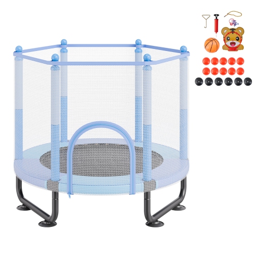 VEVOR 60" Kids Trampoline, 5FT Indoor Outdoor Trampoline, Mini Toddler Recreational Trampolinewith Safety Enclosure Net and Basketball Hoop, Gifts
