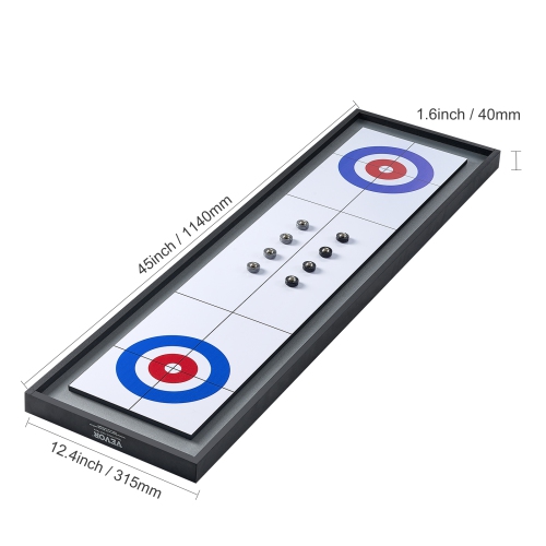 Jeu de palets et curling 2 en 1 de VEVOR, ensemble de table portatif de 45 po, jeu de palets à deux côtés avec 8 rondelles, jeu de palets et jeu