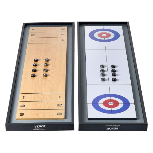Jeu de palets et curling 2 en 1 de VEVOR, ensemble de table portatif de 45 po, jeu de palets à deux côtés avec 8 rondelles, jeu de palets et jeu