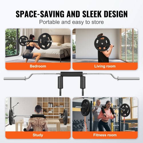 VEVOR 700 LBS Safety Squat Bar, Fitness Squat Bar, Safety Squat Bar Attachment with Shoulder and Arm Pads, 28mm Diameter Weight Bar, Ideal for Front