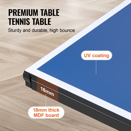 VEVOR Ping Pong Table, Professional Table Tennis Game, Indoor MDF Portable Table Tennis Table, Foldable Ping Pong Table with Quick Clamp Net,10