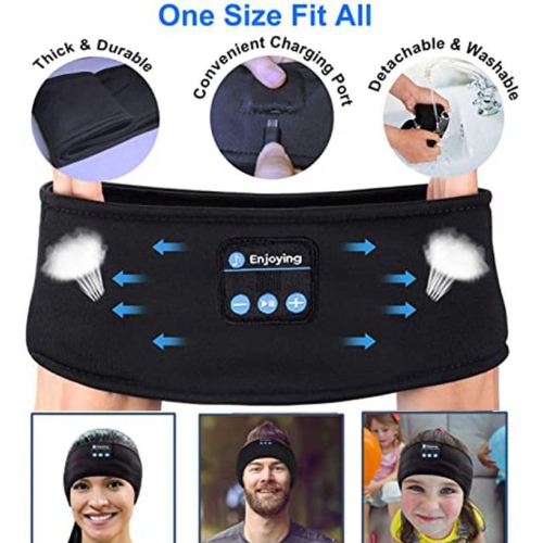 Sleep Headphones Wireless, Bluetooth Sports Headband Headphones for Sleeping,Workout,Jogging,Yoga,Insomnia, Meditation Black