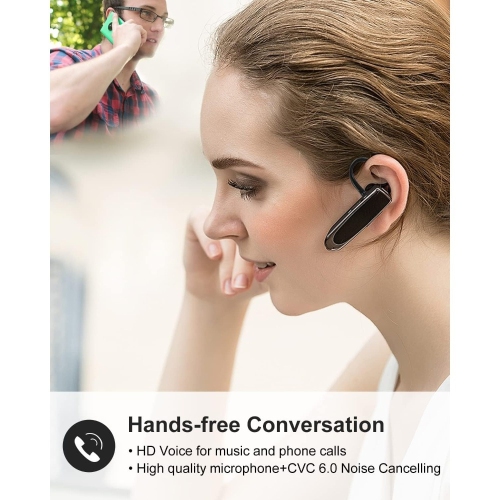 Oreillette Bluetooth sans fil Casque d'écoute mains libres 24 heures avec micro pour pilote iPhone Android Samsung