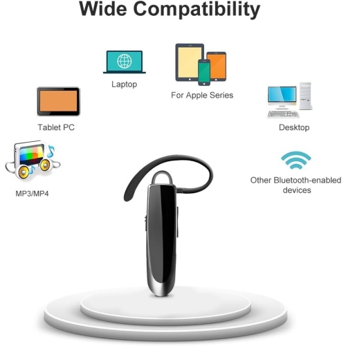 Oreillette Bluetooth sans fil Casque d'écoute mains libres 24 heures avec micro pour pilote iPhone Android Samsung