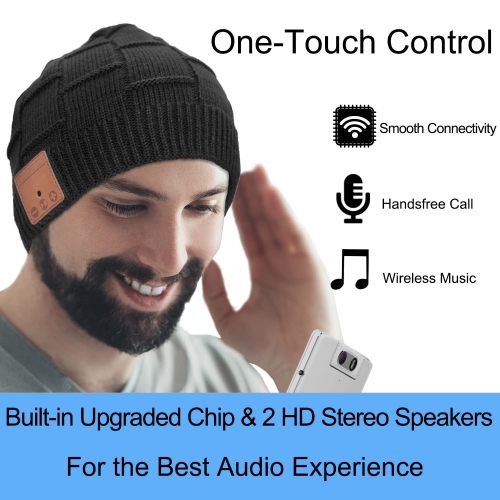 Bluetooth Beanie Hat Headphones Unique Tech Gifts -black