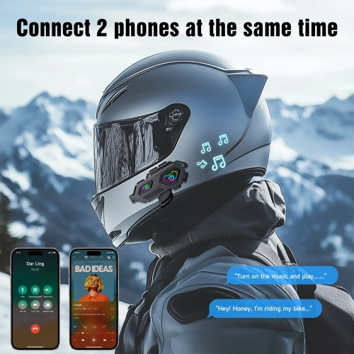 Motorcycle Helmet Bluetooth Headset Intercom 600m WiFi 1080P Lens Video Recorder and 120° Recording Waterproof Headset