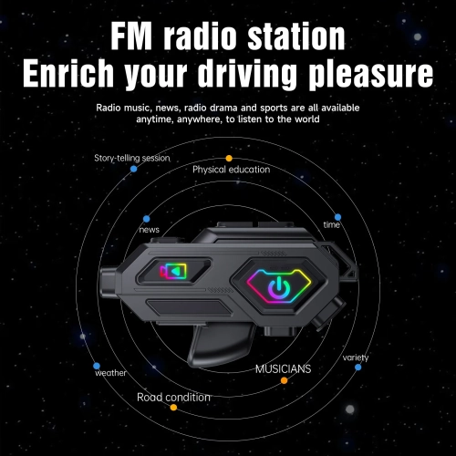 Motorcycle Helmet Bluetooth Headset Intercom 600m WiFi 1080P Lens Video Recorder and 120° Recording Waterproof Headset