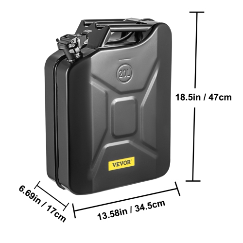 VEVOR 5.3 Gallon / 20 L Fuel Can, Portable Gas Can with Flexible Spout System, Rustproof ＆ Heat-resistant Steel Fuel Tank for Cars Trucks Equipment,