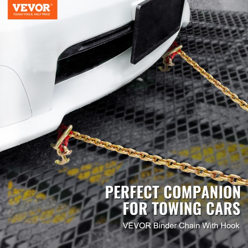 VEVOR G80 V Bridle Chain,5/16" x 3' Towing Chain Bridle with R Hooks,T Hooks,J Hooks and Grab Hooks,Transport Tow Chain Bridle with 10800 lbs Safe