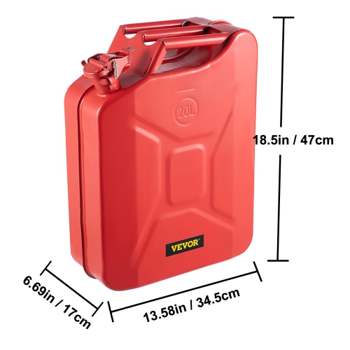 VEVOR 5.3 Gallon / 20 L Jerry Fuel Can, Portable Jerry Gas Can with Flexible Spout System, Rustproof ＆ Heat-resistant Steel Fuel Tank for Cars Trucks