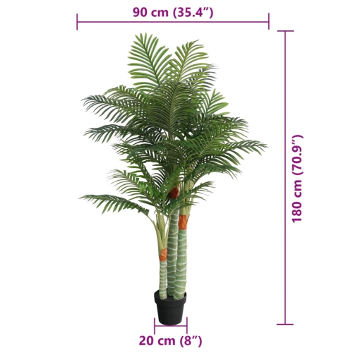 vidaXL Artificial Palm Tree with 3 Trunks Green 180 cm PP