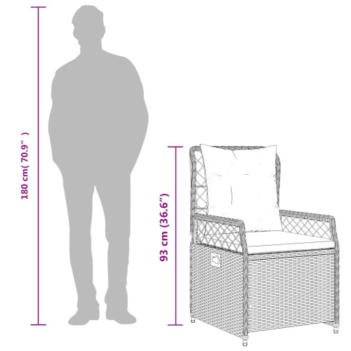 vidaXL Reclining Garden Chairs 2 pcs Brown Poly Rattan