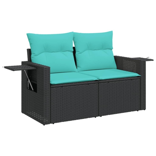 VIDAXL  Garden Sofa With Cushions 2-Seater Poly Rattan In Black