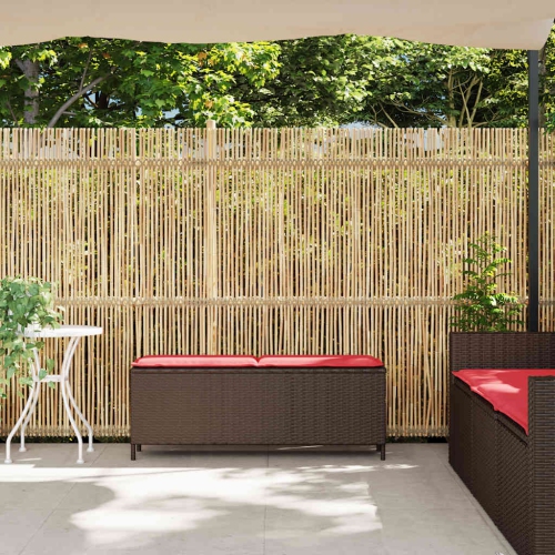 vidaXL Garden Bench with Cushion Brown 110x30x40.5 cm Poly Rattan