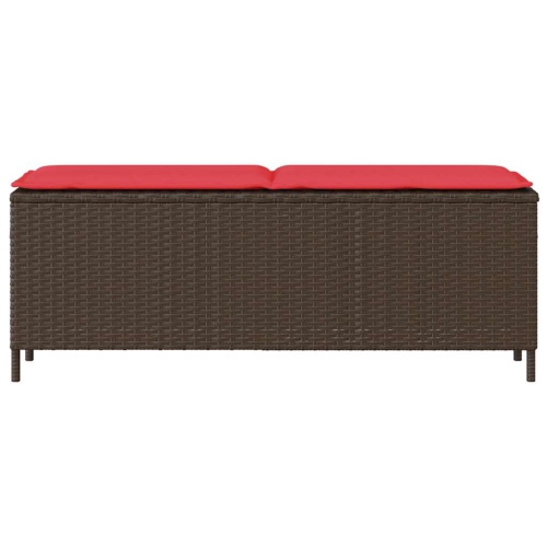 vidaXL Garden Bench with Cushion Brown 110x30x40.5 cm Poly Rattan