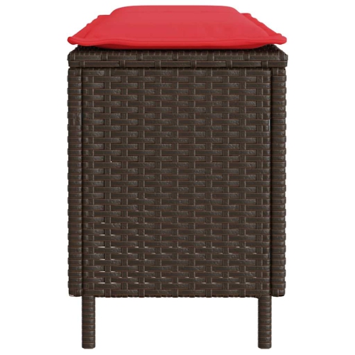 vidaXL Garden Bench with Cushion Brown 110x30x40.5 cm Poly Rattan