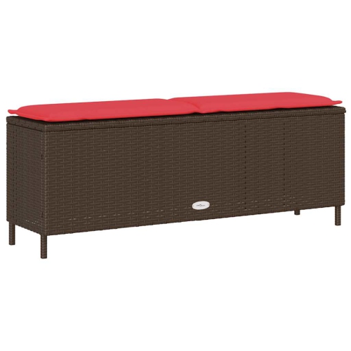 vidaXL Garden Bench with Cushion Brown 110x30x40.5 cm Poly Rattan
