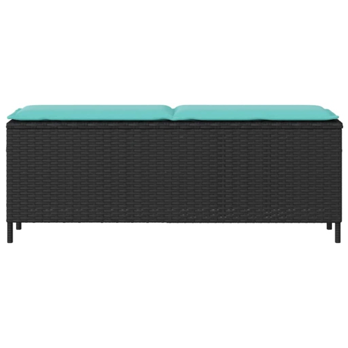 vidaXL Garden Bench with Cushion Black 110x30x40.5 cm Poly Rattan