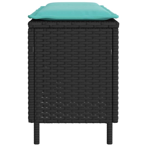 vidaXL Garden Bench with Cushion Black 110x30x40.5 cm Poly Rattan