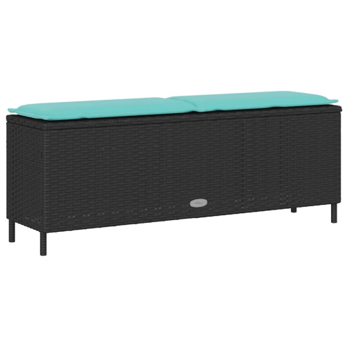 vidaXL Garden Bench with Cushion Black 110x30x40.5 cm Poly Rattan