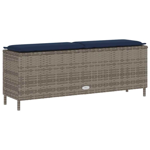 vidaXL Garden Bench with Cushion Grey 110x30x40.5 cm Poly Rattan