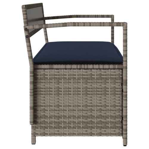vidaXL Garden Storage Bench with Cushion Grey Poly Rattan