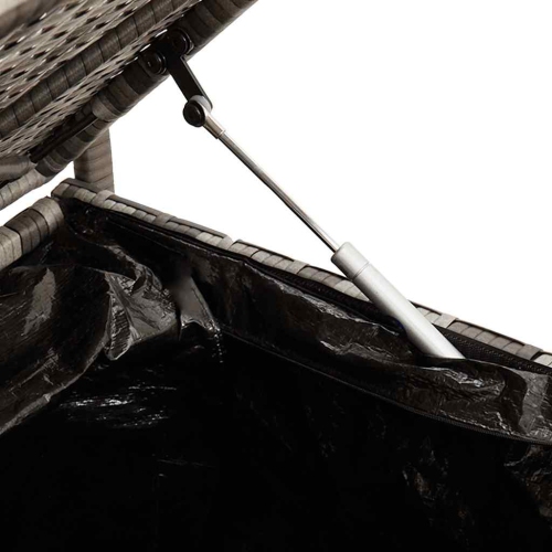 vidaXL Garden Storage Bench with Cushion Grey Poly Rattan