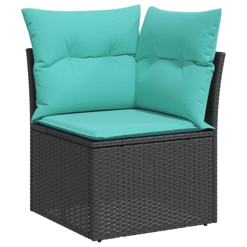 VIDAXL  Garden Sofa Corner With Cushions Poly Rattan In Black