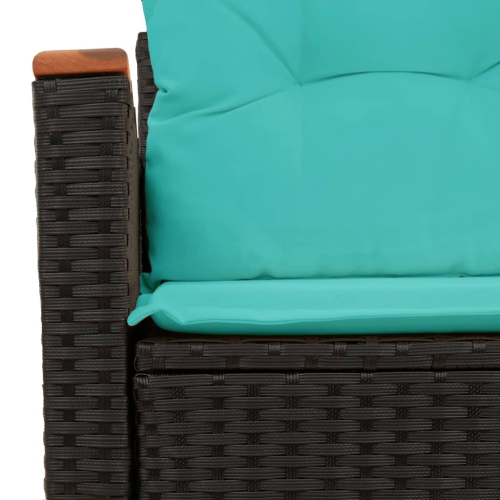 vidaXL Garden Sofa with Cushions 2-Seater Black Poly Rattan