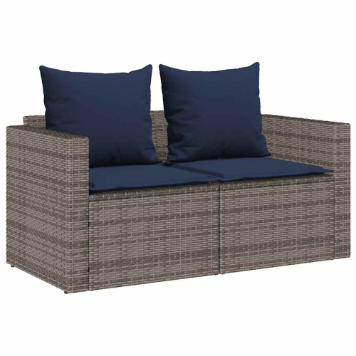 vidaXL 5 Piece Garden Sofa Set with Cushions Stackable Grey Poly Rattan
