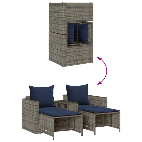 vidaXL 5 Piece Garden Sofa Set with Cushions Stackable Grey Poly Rattan