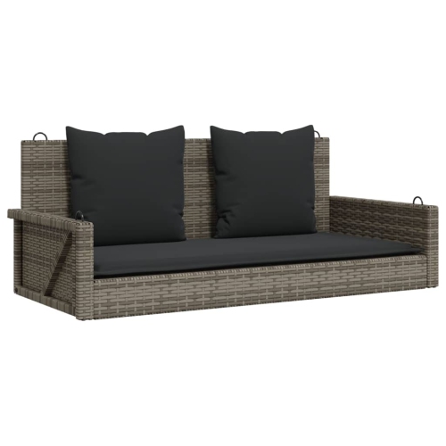 VIDAXL  Swing Bench With Cushions 119X56X48 Cm Poly Rattan In Grey