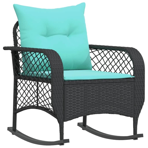 VIDAXL  Garden Rocking Chair With Cushions Poly Rattan In Black