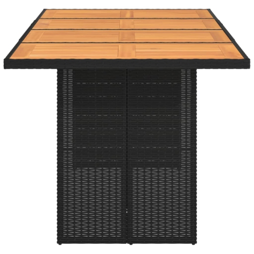 vidaXL Garden Table with Acacia Wood Top Black 190x80x75 cm Poly Rattan