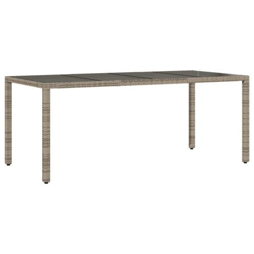 vidaXL Garden Table with Glass Top Grey 190x90x75 cm Poly Rattan