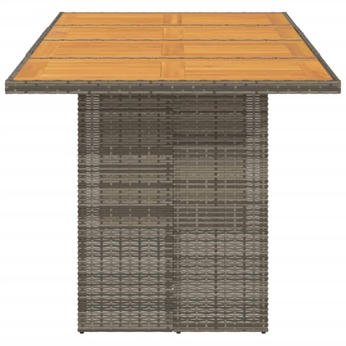 vidaXL Garden Table with Acacia Wood Top Grey 190x80x75 cm Poly Rattan