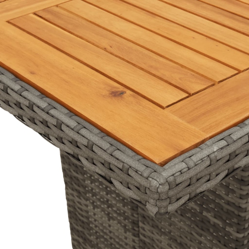 vidaXL Garden Table with Acacia Wood Top Grey 190x80x75 cm Poly Rattan