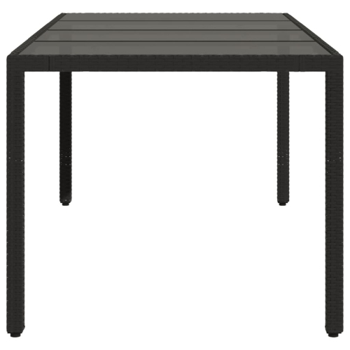 vidaXL Garden Table with Glass Top Black 190x90x75 cm Poly Rattan