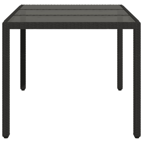 vidaXL Garden Table with Glass Top Black 150x90x75 cm Poly Rattan