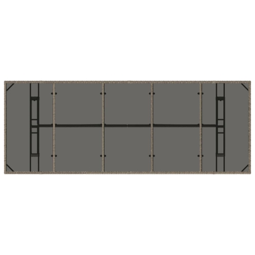 vidaXL Garden Table with Glass Top Grey 240x90x75 cm Poly Rattan