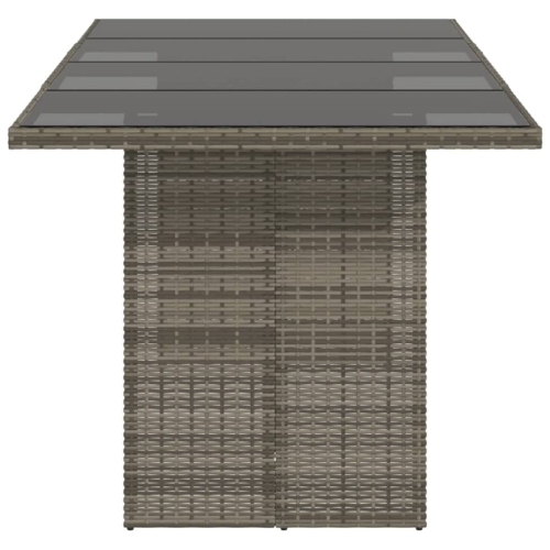 vidaXL Garden Table with Glass Top Grey 190x80x75 cm Poly Rattan