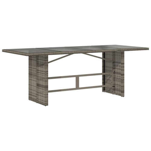 vidaXL Garden Table with Glass Top Grey 190x80x75 cm Poly Rattan