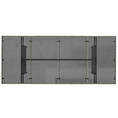 vidaXL Garden Table with Glass Top Grey 190x80x75 cm Poly Rattan