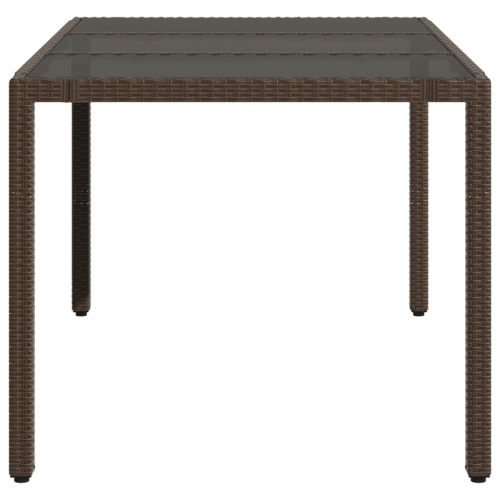 vidaXL Garden Table with Glass Top Brown 150x90x75 cm Poly Rattan