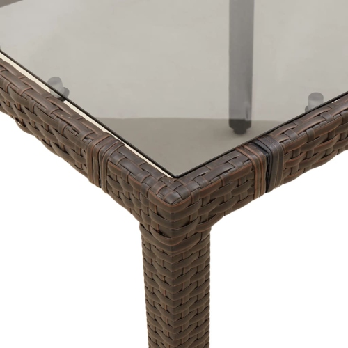 vidaXL Garden Table with Glass Top Brown 150x90x75 cm Poly Rattan